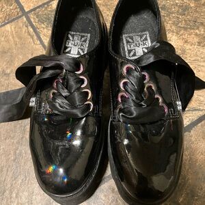 T.U.K Shiny Black Platform Shoes